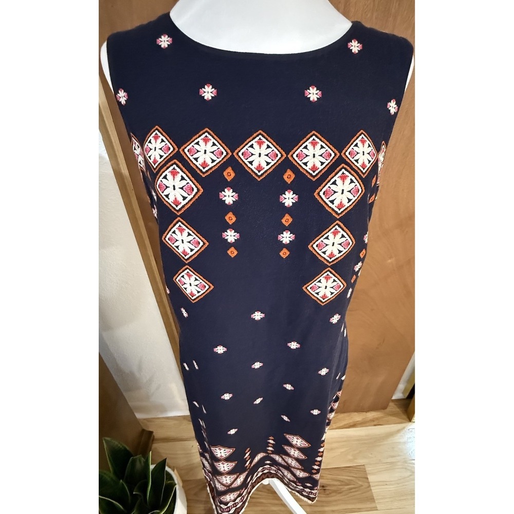 Shift Dress Navy Knee Sleeveless Sz 10 NorthStyle Ethnic Inspired 90's Mom Y2K - Picture 3 of 16